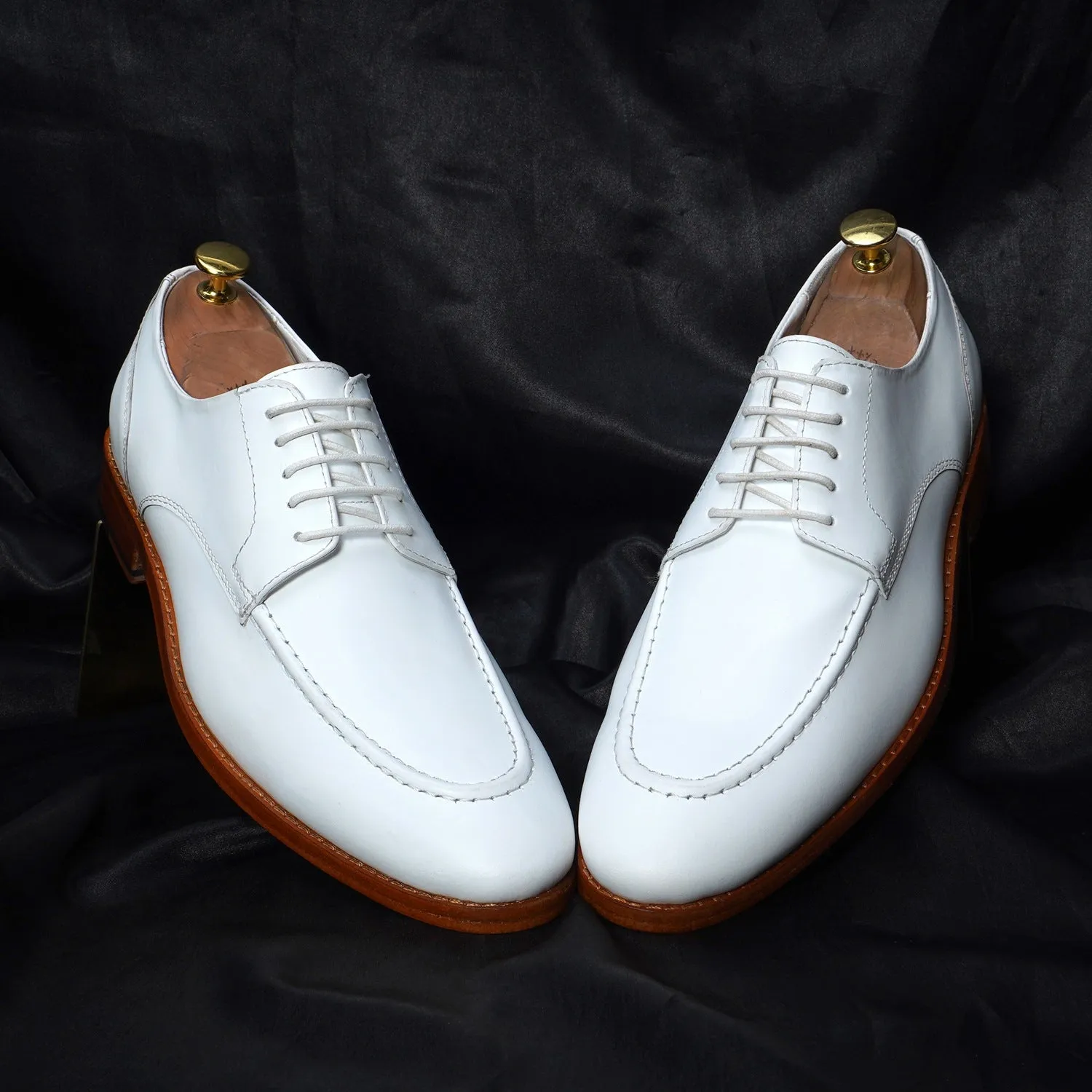 Men's Dress Formal Shoes in White Leather