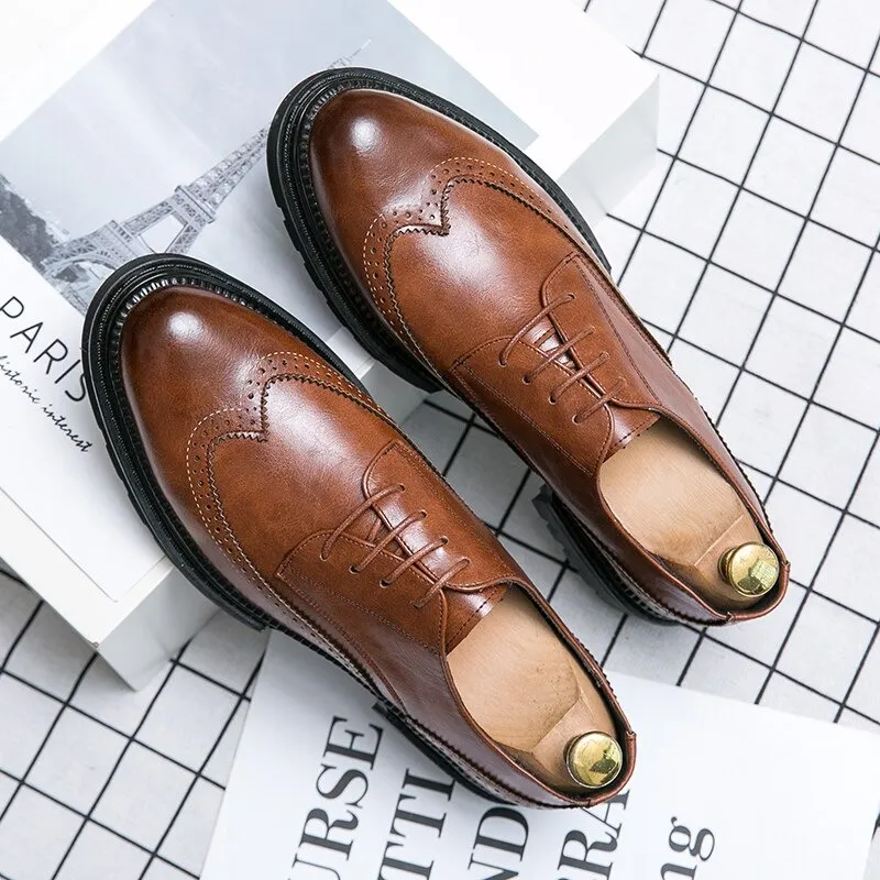 Men's Leather Dress Shoes / Fashion Brand Derby Shoes for Men