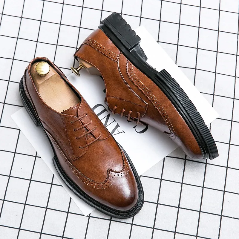 Men's Leather Dress Shoes / Fashion Brand Derby Shoes for Men