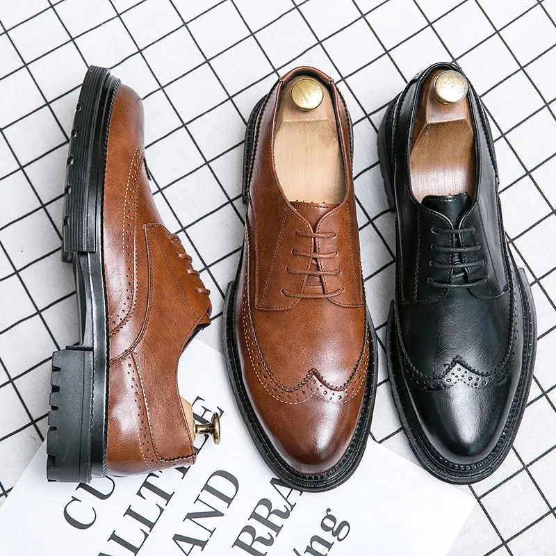 Men's Leather Dress Shoes / Fashion Brand Derby Shoes for Men