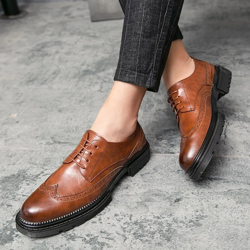 Men's Leather Dress Shoes / Fashion Brand Derby Shoes for Men