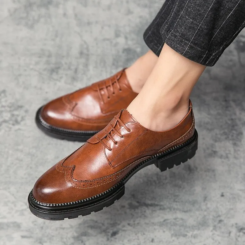 Men's Leather Dress Shoes / Fashion Brand Derby Shoes for Men