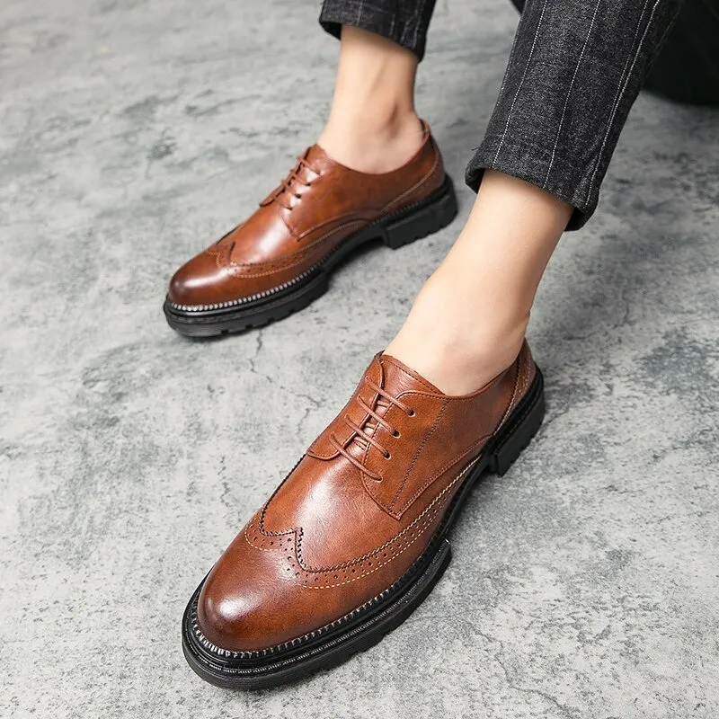 Men's Leather Dress Shoes / Fashion Brand Derby Shoes for Men