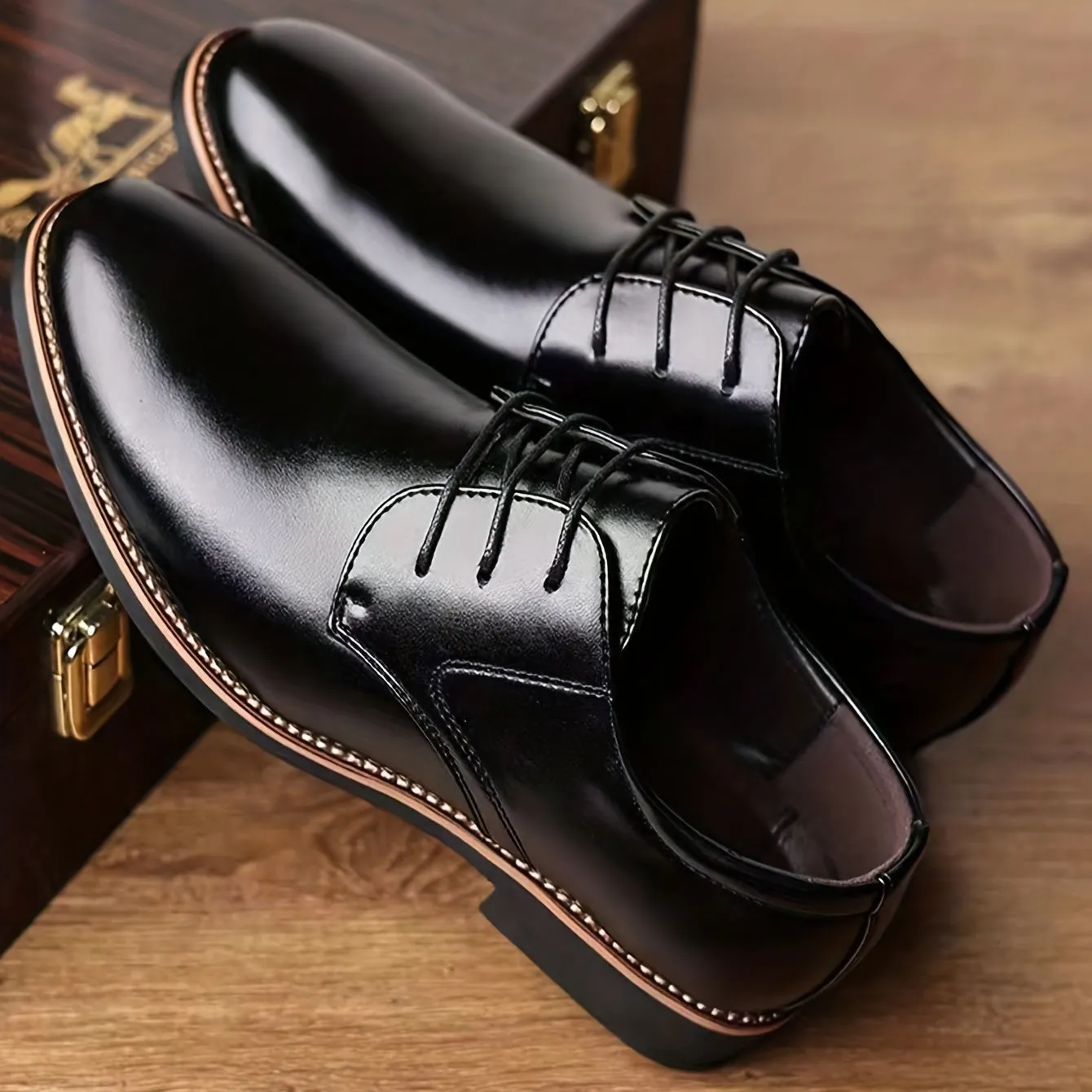 Men's Round Toe Lace-Up Derby Shoes, Wear-resistant Non-Slip Formal Shoes For Wedding Party Business, Middle Aged Men's Footwear