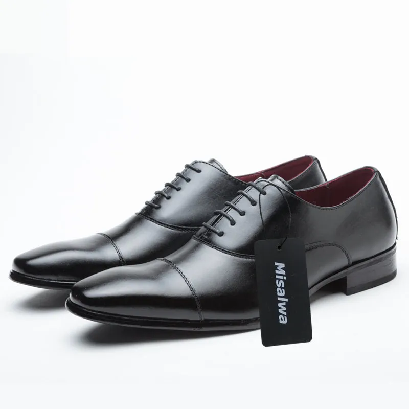 Misalwa Classic Cap Toe Oxford for Formal Dress Job Interview Business Office Shoes for Men Leather 2019