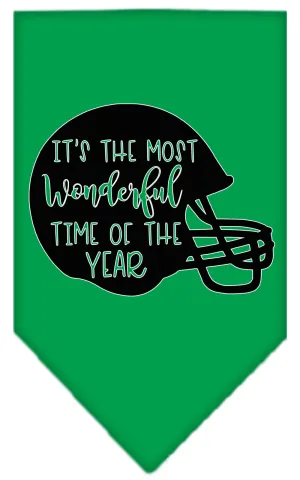 Most Wonderful Time Of The Year (football) Screen Print Bandana Emerald Green Small