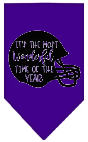 Most Wonderful Time Of The Year (football) Screen Print Bandana Purple Large