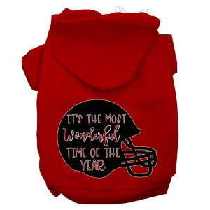 Most Wonderful Time Of The Year (football) Screen Print Dog Hoodie Red Xxxl