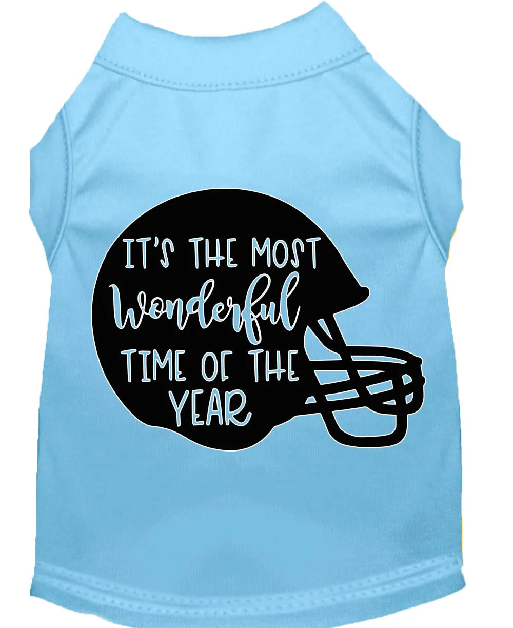 Most Wonderful Time Of The Year (football) Screen Print Dog Shirt Baby Blue Lg