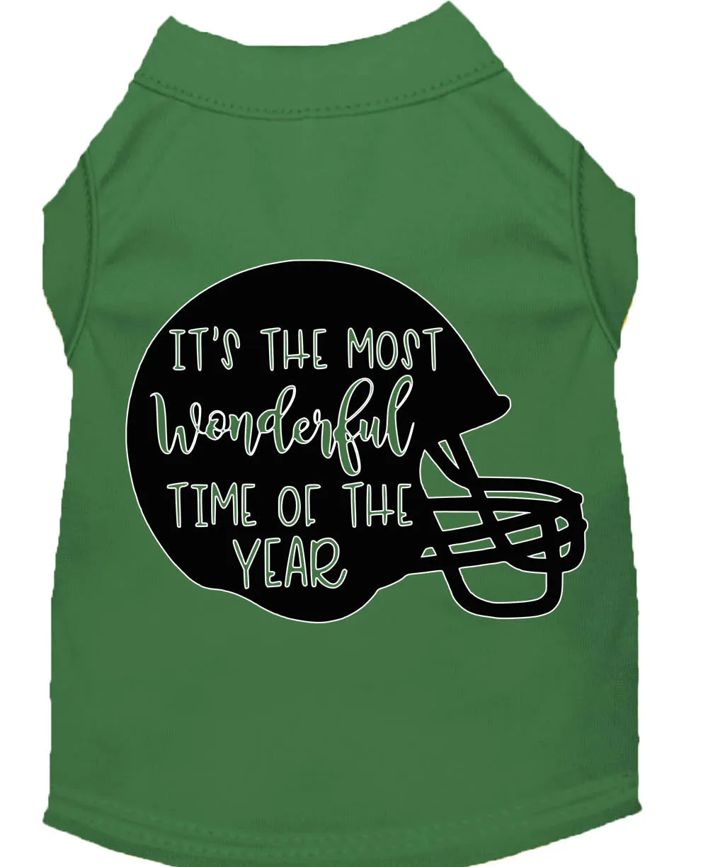 Most Wonderful Time Of The Year (football) Screen Print Dog Shirt Green Med