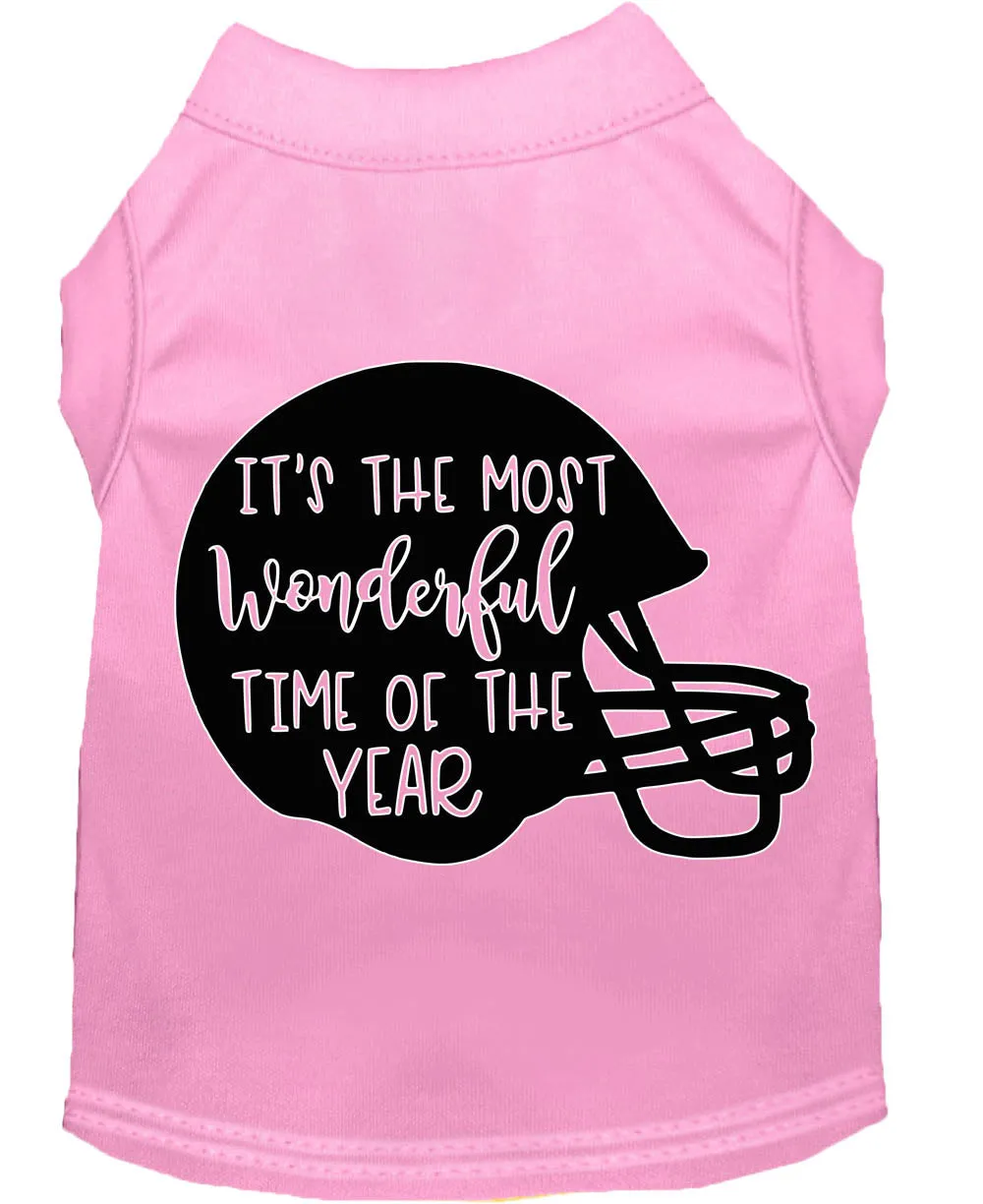 Most Wonderful Time Of The Year (football) Screen Print Dog Shirt Light Pink Xl