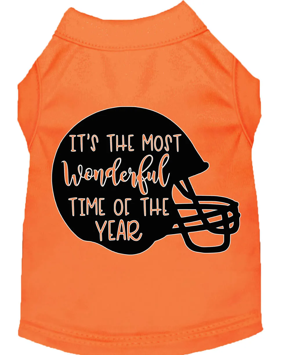 Most Wonderful Time Of The Year (football) Screen Print Dog Shirt Orange Lg