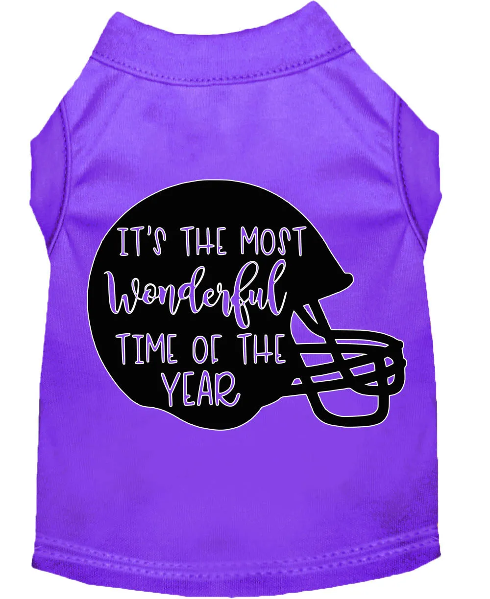 Most Wonderful Time Of The Year (football) Screen Print Dog Shirt Purple Xl