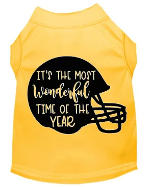 Most Wonderful Time Of The Year (football) Screen Print Dog Shirt Yellow Xxl