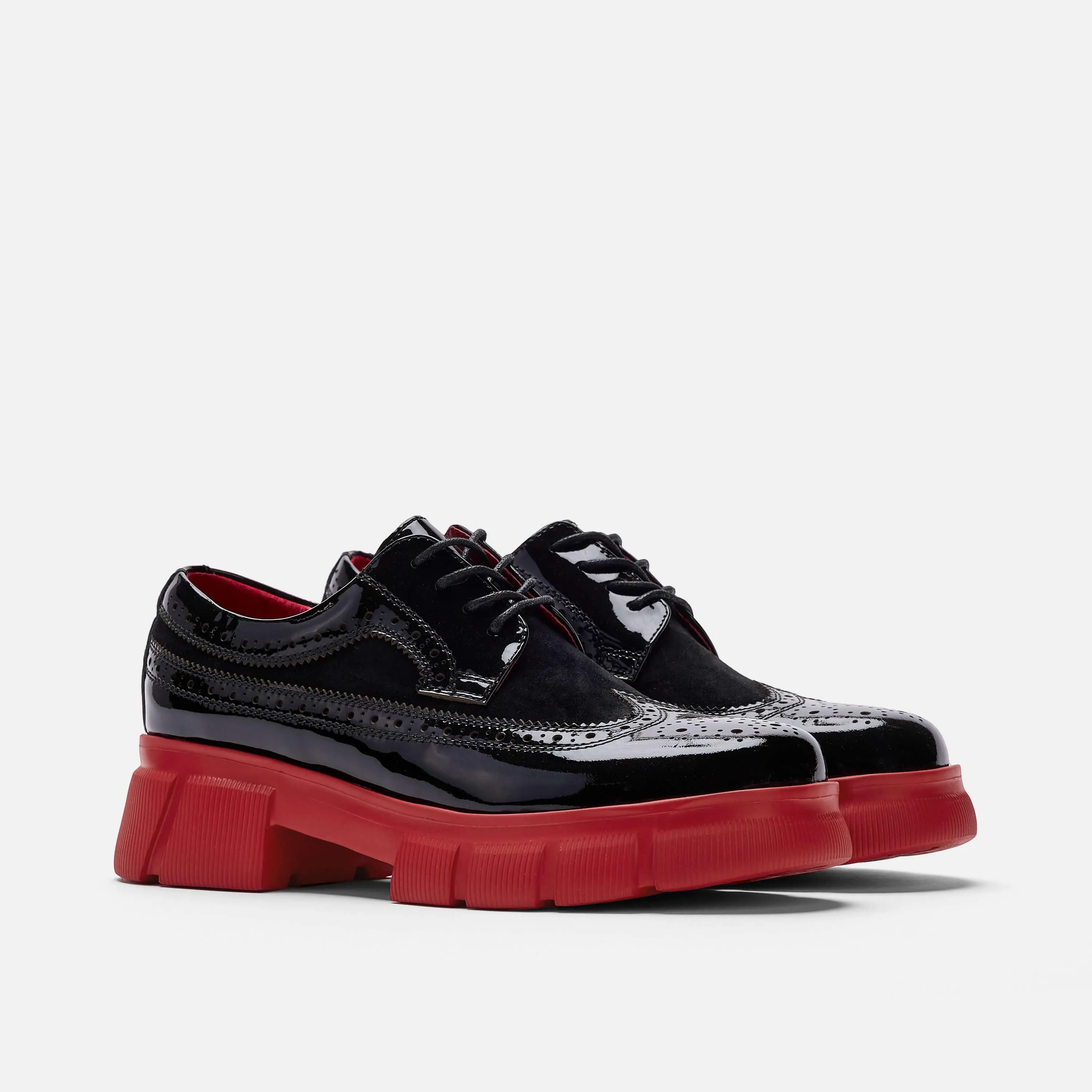 Ms. Alexander Black/Red Leather Lug Wingtip Derby