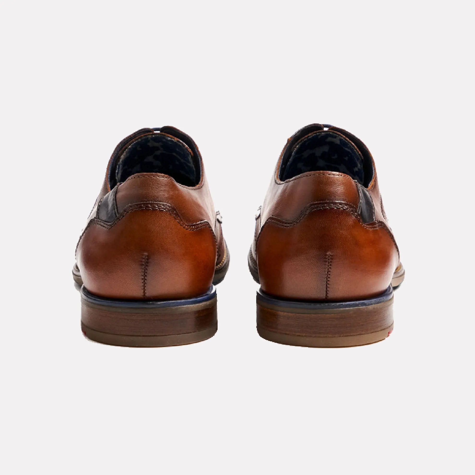 Namir Lace Up Embossed Leather Derby Shoes / Brandy