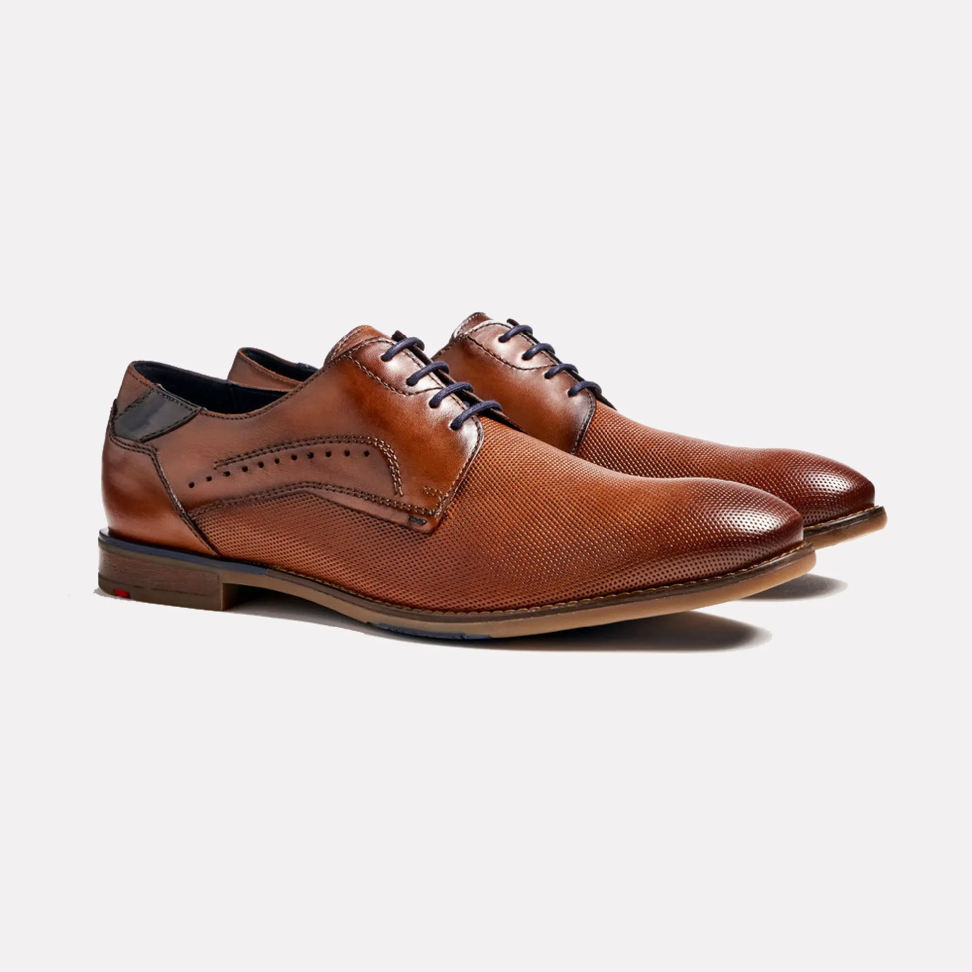 Namir Lace Up Embossed Leather Derby Shoes / Brandy