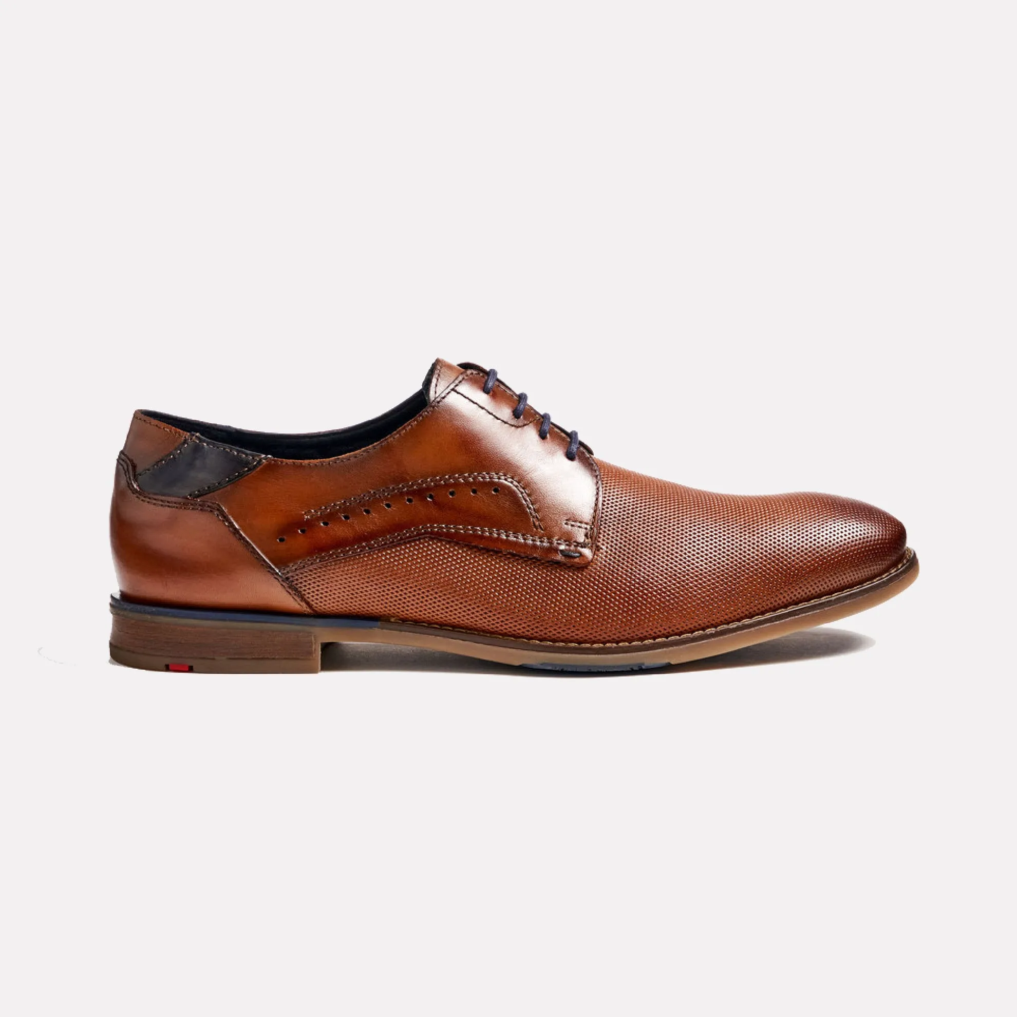 Namir Lace Up Embossed Leather Derby Shoes / Brandy