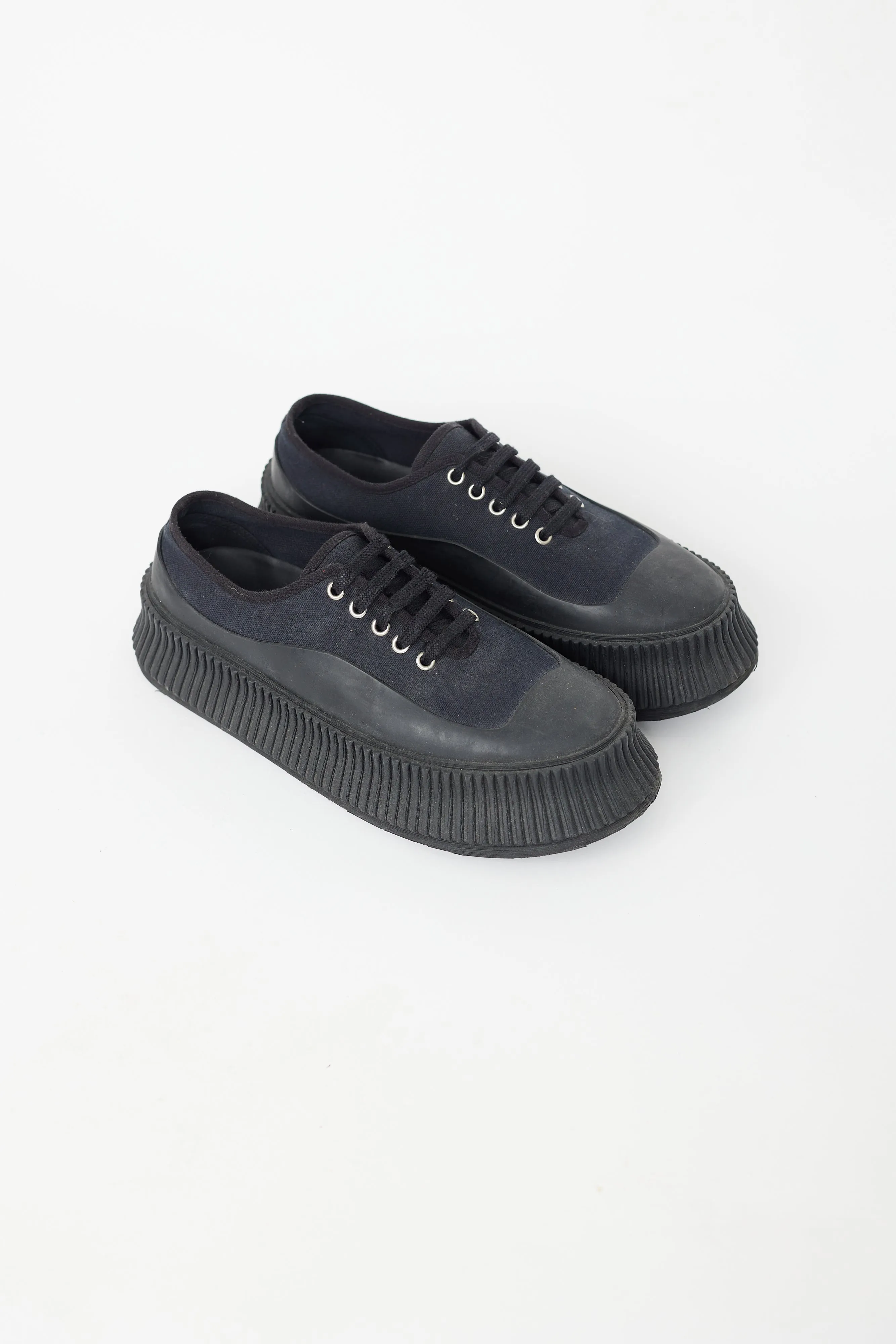 Navy & Black Canvas Platform Sneaker