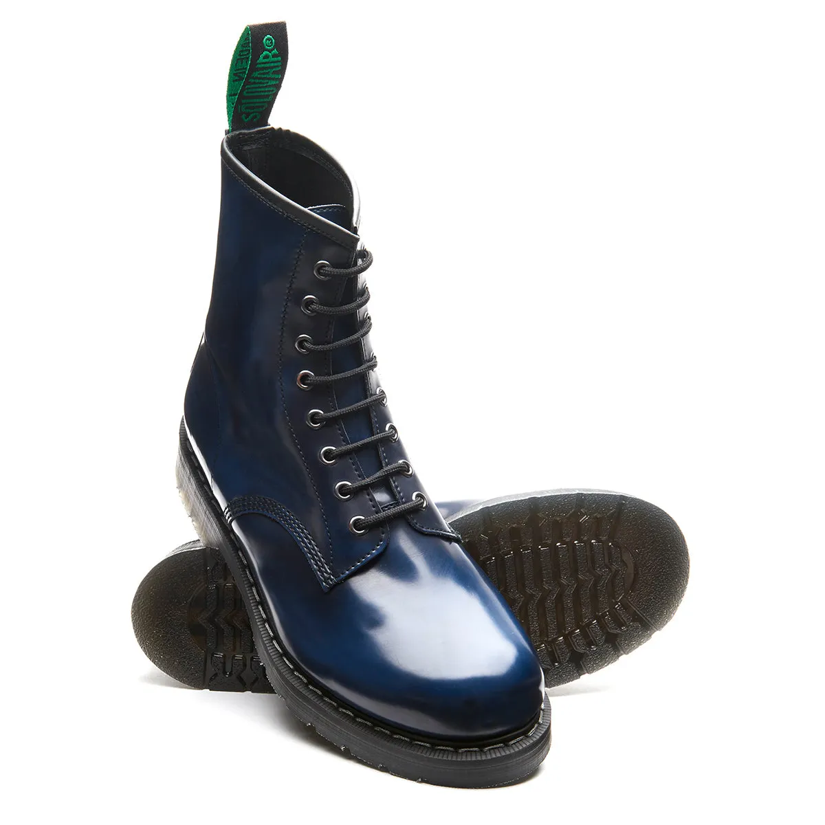 Navy Rub-Off Vegan 8 Eye Derby Boot