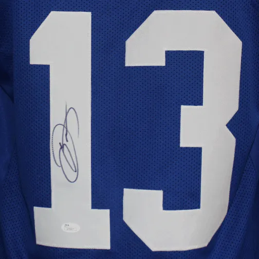 Odell Beckham Jr Autographed Pro Style Football Jersey Blue (JSA)