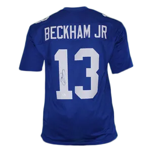 Odell Beckham Jr Autographed Pro Style Football Jersey Blue (JSA)