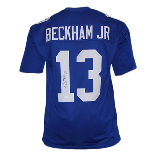 Odell Beckham Jr Autographed Pro Style Football Jersey Blue (JSA)