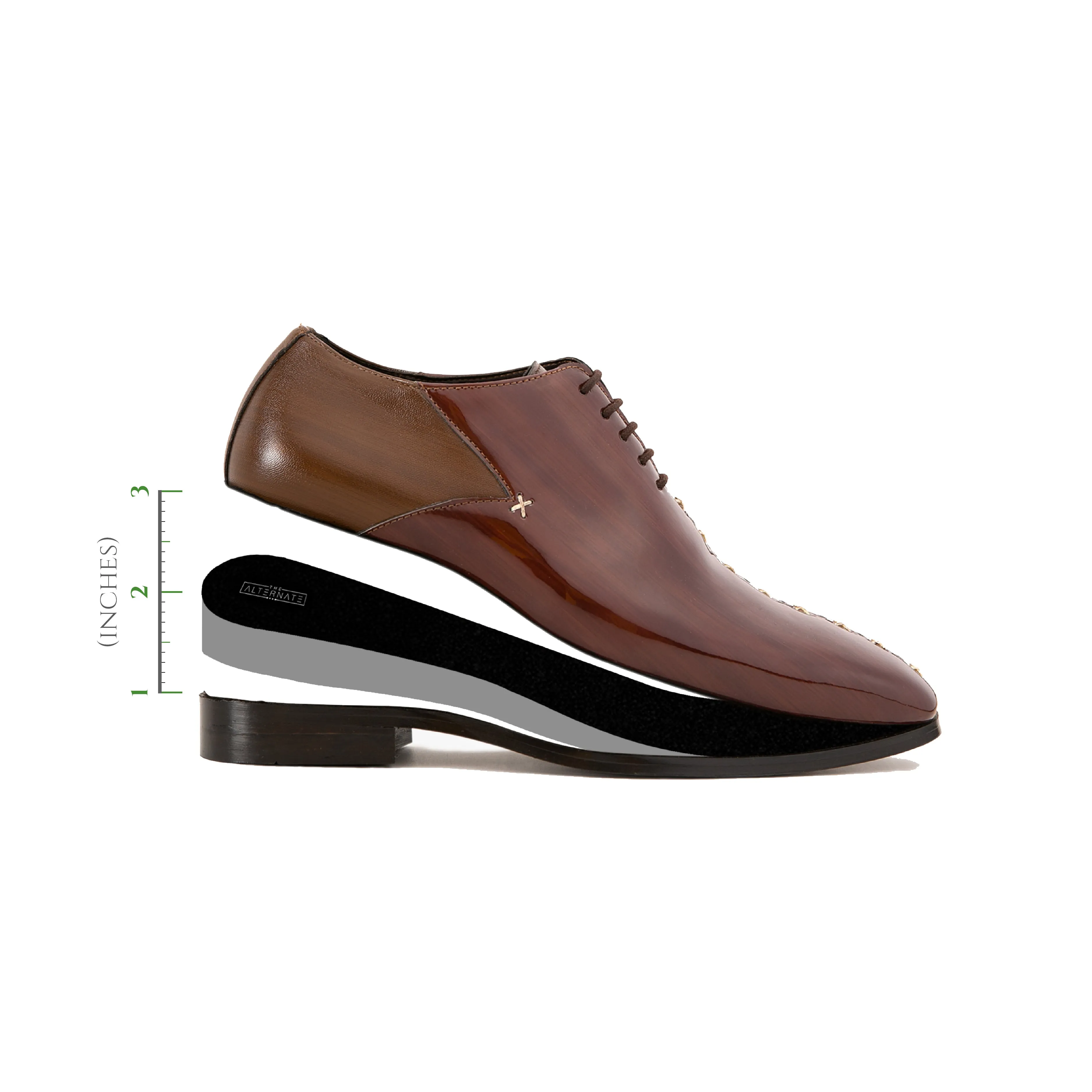 PATENT LACE-UPS-BROWN - HEIGHT ELEVATION