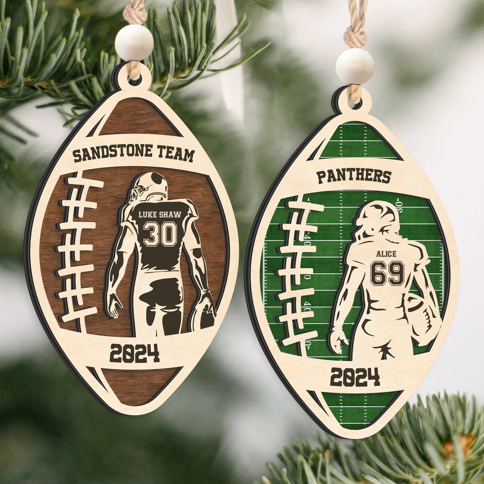 Personalized Football Christmas Ornament, Christmas Gift for Football Team, CF914