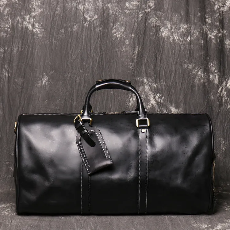 Personalized Full Grain Leather Duffle Bag with shoe Compartment