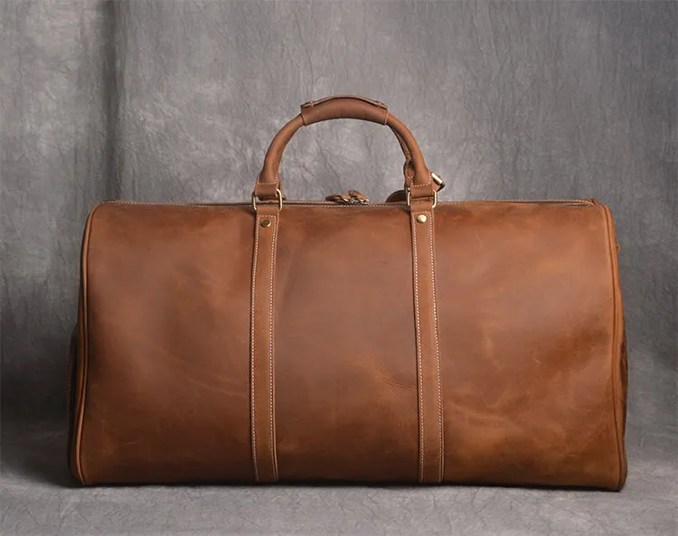 Personalized Full Grain Leather Duffle Bag with shoe Compartment