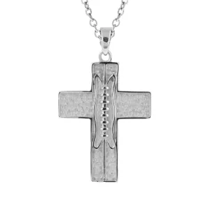 Pigskin Football Cross Necklace | Stainless Steel