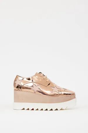 Pink & White Faux Leather Elyse Metallic Platform Sneaker