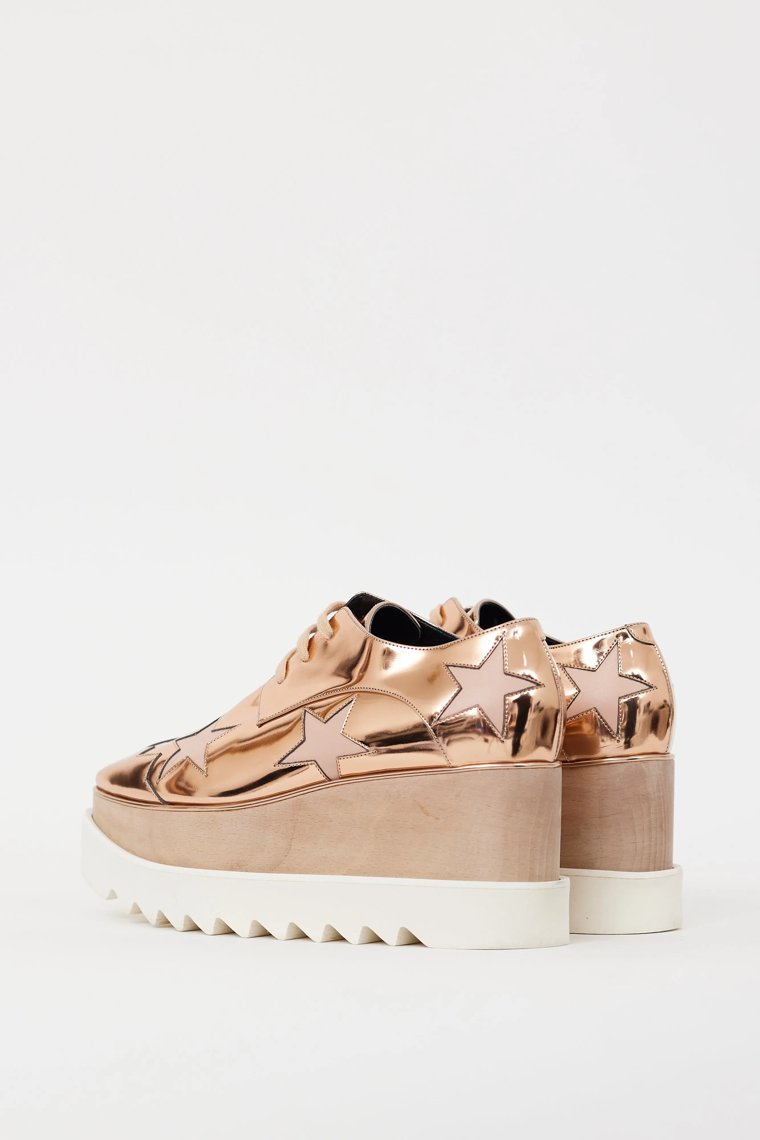 Pink & White Faux Leather Elyse Metallic Platform Sneaker