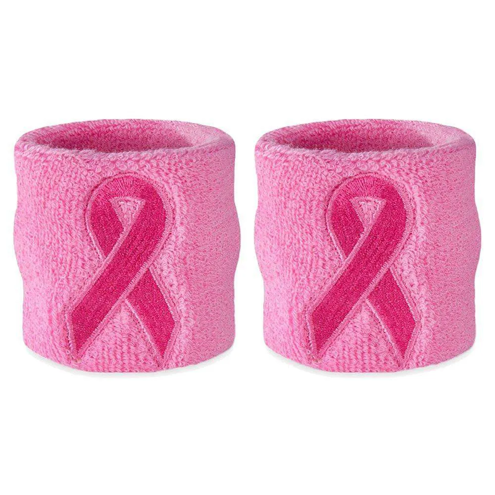 Pink Ribbon Wristband Pair