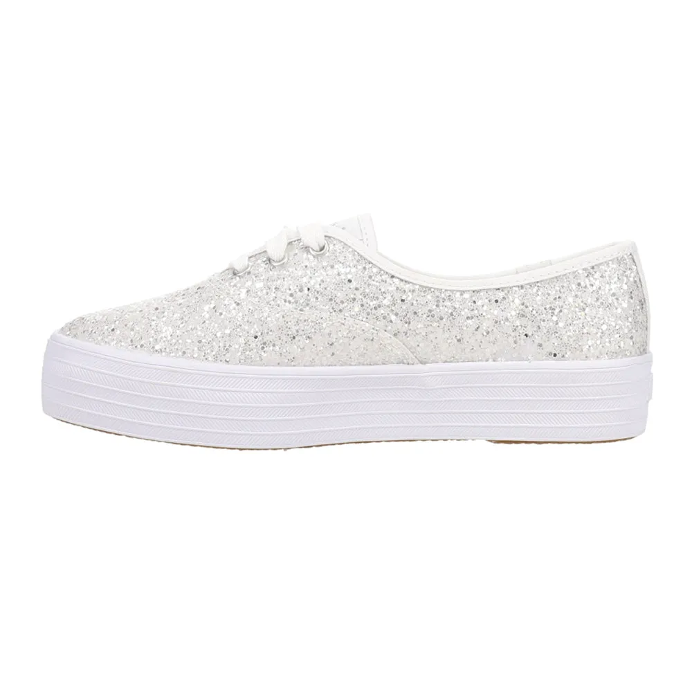 Point Glitter Lace Up Platform Sneakers