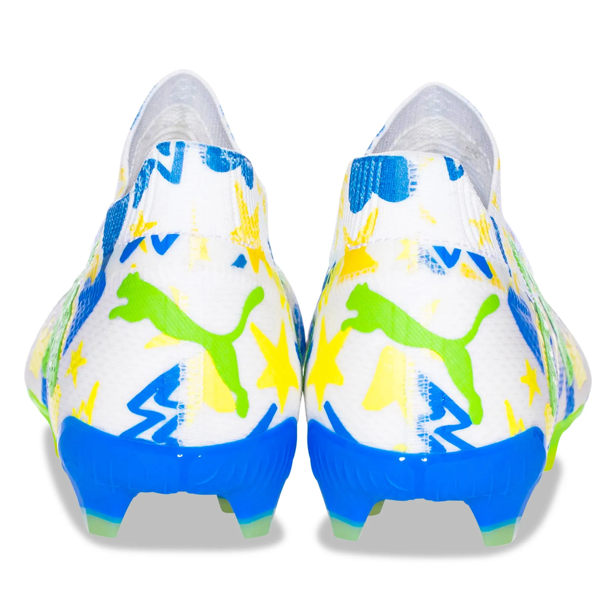 Puma Future Ultimate X Neymar Jr FG/AG Soccer Cleats (Puma White/Racing Blue/Parakeet Green)