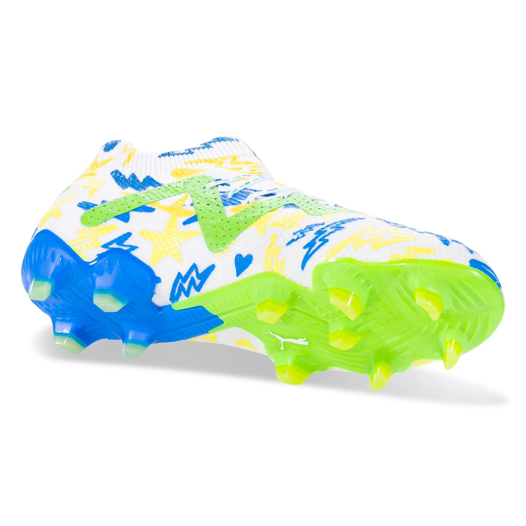 Puma Future Ultimate X Neymar Jr FG/AG Soccer Cleats (Puma White/Racing Blue/Parakeet Green)