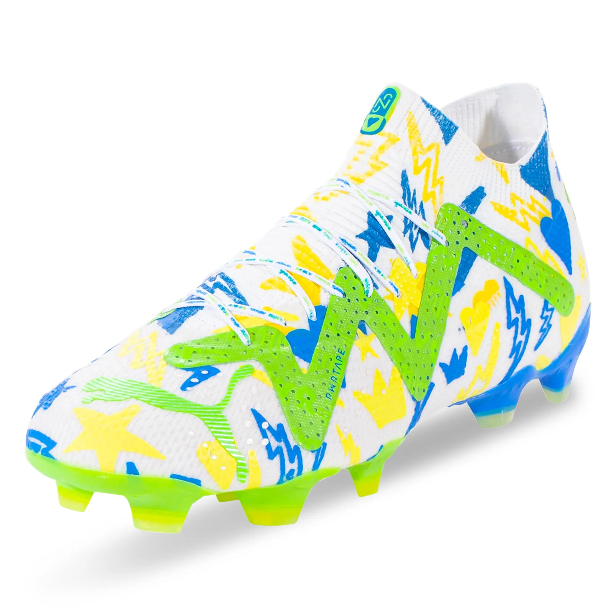 Puma Future Ultimate X Neymar Jr FG/AG Soccer Cleats (Puma White/Racing Blue/Parakeet Green)