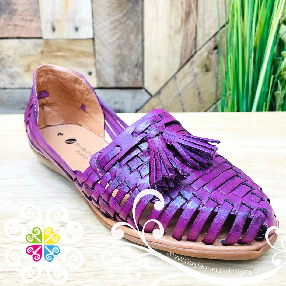 Purple Tassels Flat Shoes - Huarache Piel