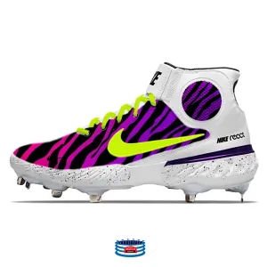 "Purple Zebra" Nike Alpha Huarache Elite 3 Mid Cleats by Stadium Custom Kicks