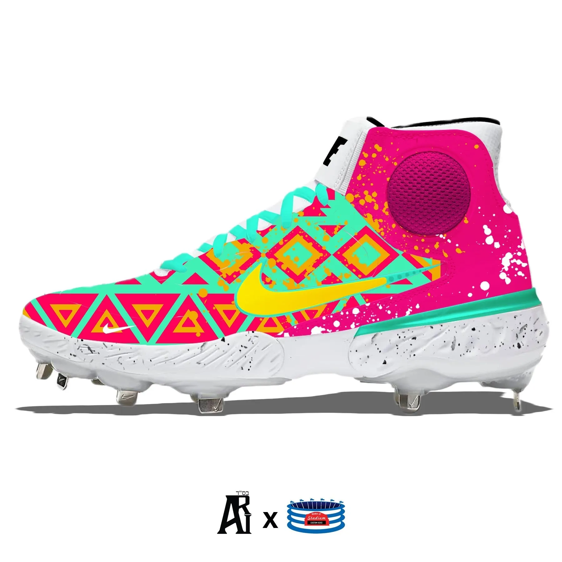 "San Diego Tribal" Nike Alpha Huarache Elite 3 Mid Cleats by Stadium Custom Kicks