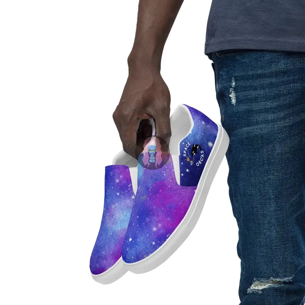 "Space Orcas" Men’s slip-on canvas shoes