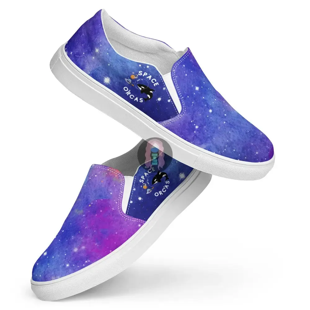 "Space Orcas" Men’s slip-on canvas shoes