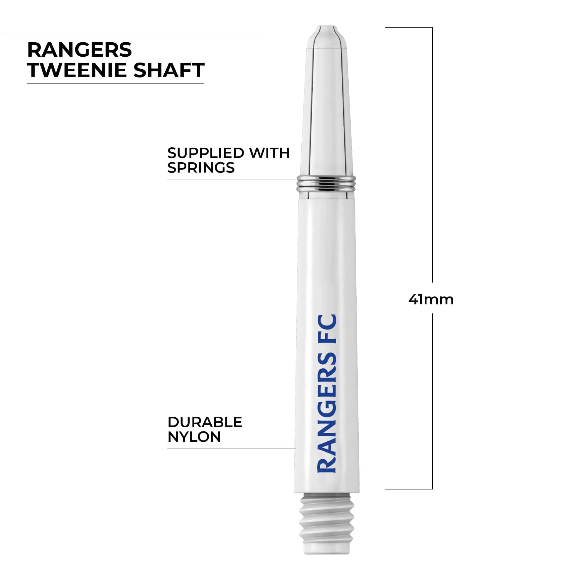 Rangers FC Nylon Shafts - Dart Stems with Springs - RFC Football - White