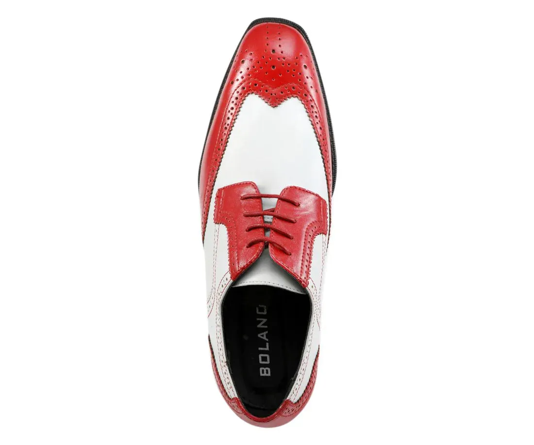 Red/White Two-Tone Wingtip Men's Lace-Up Dress Shoes Style No-ELWYN