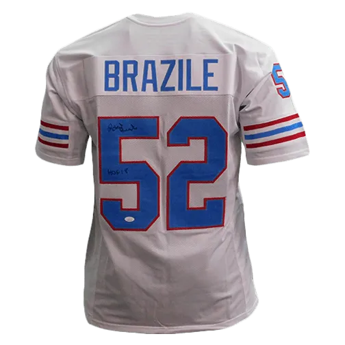 Robert Brazile Pro Style Autographed Football Jersey White (JSA) HOF Inscription Included