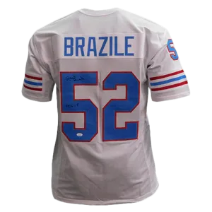 Robert Brazile Pro Style Autographed Football Jersey White (JSA) HOF Inscription Included