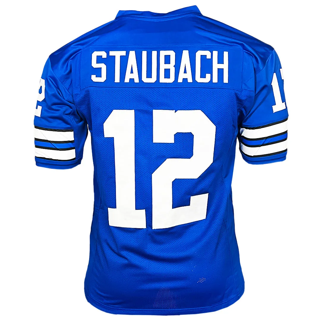 Roger Staubach Unsigned Dallas Royal Blue Football Jersey