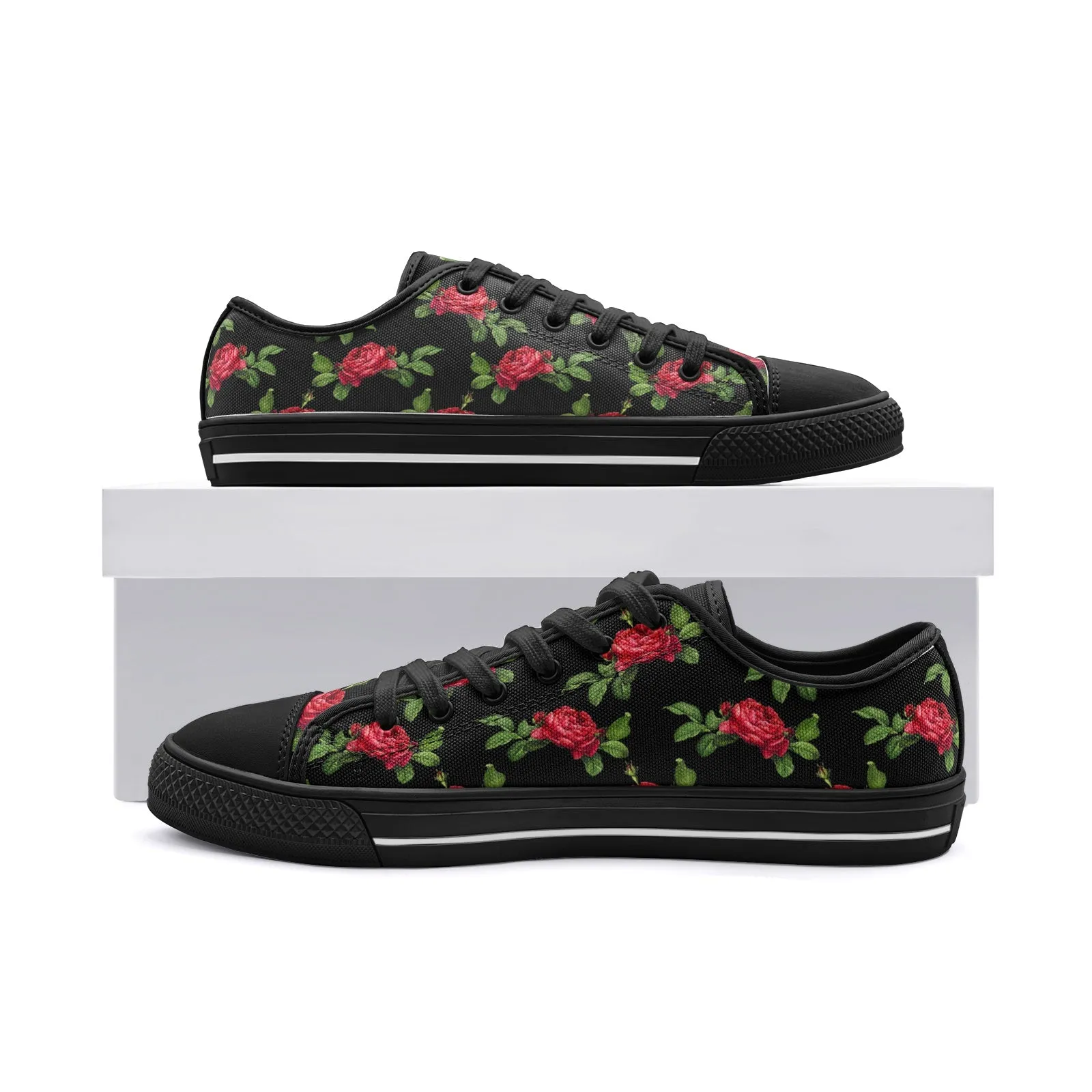 Rose Print Unisex Low Top Canvas Shoes